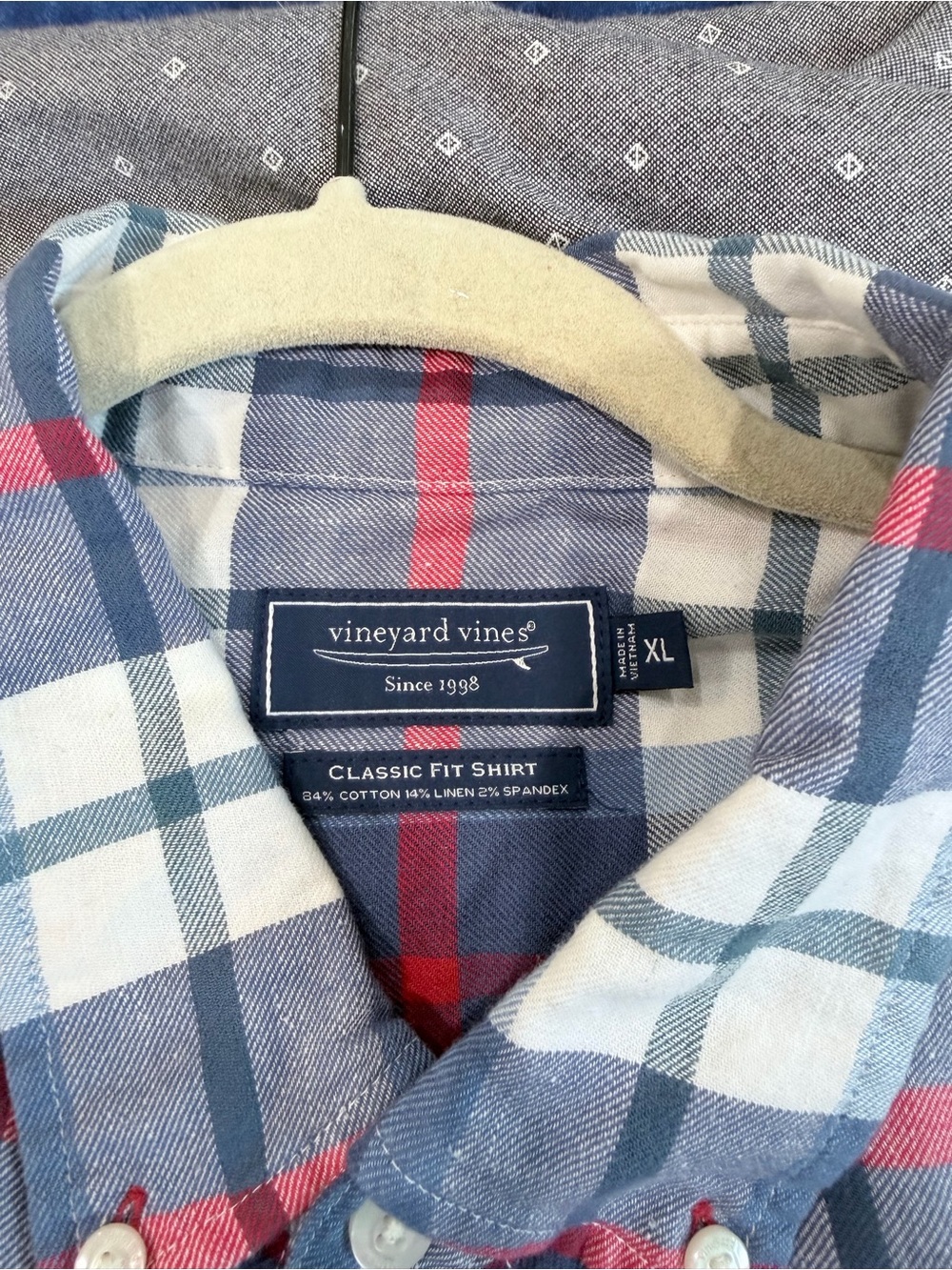 Vineyard Vines Red and Blue Plaid Classic Fit Button-Down Shirt